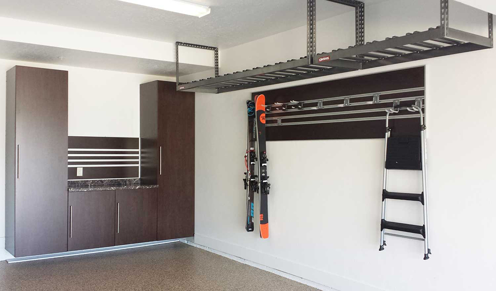 Garage Storage Ideas (Cabinets, Racks & Overhead Designs)  Overhead garage  storage, Garage storage, Garage interior